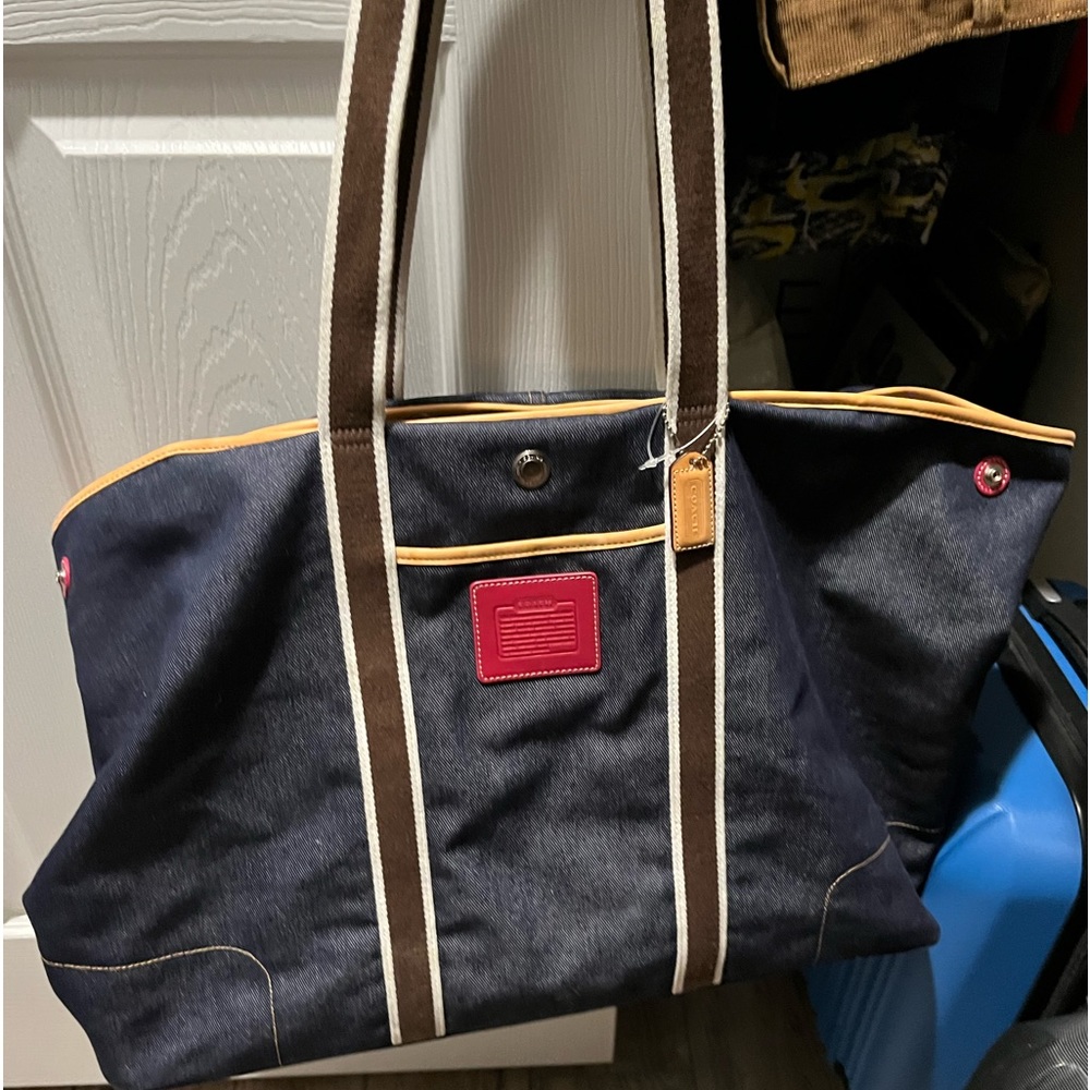 XL Coach denim tote